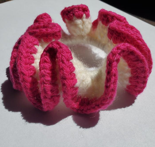 Scrunchie blanc et rose