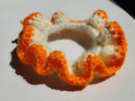 Scrunchie blanc et orange