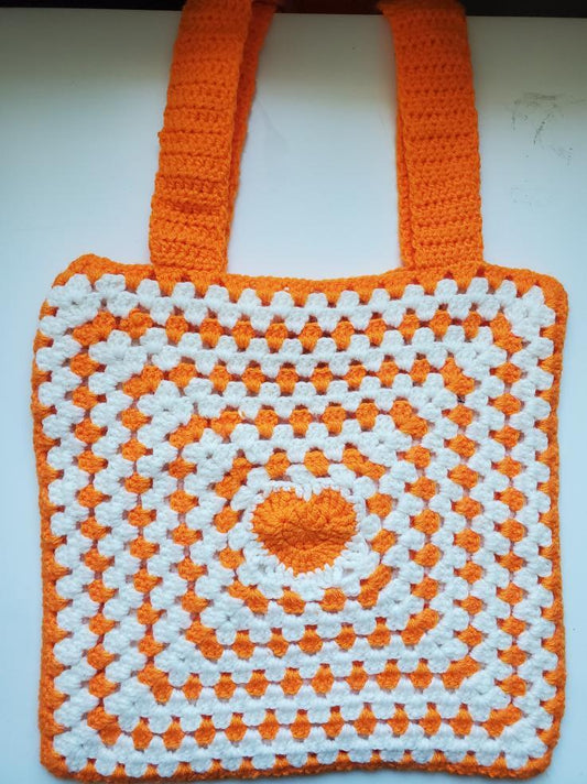 Tot-bag coeur orange