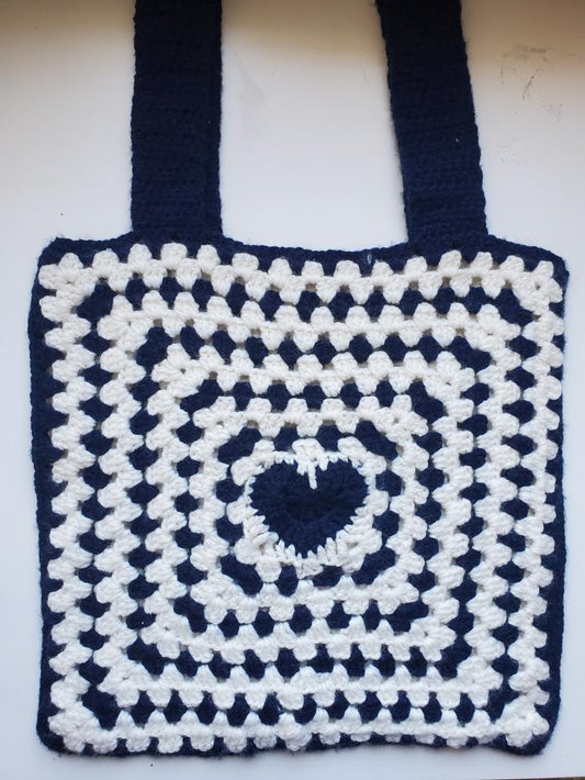 Tot-bag coeur bleu foncé